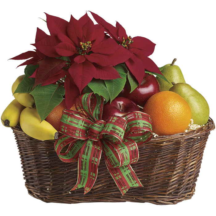 Fruit and Poinsettia Basket