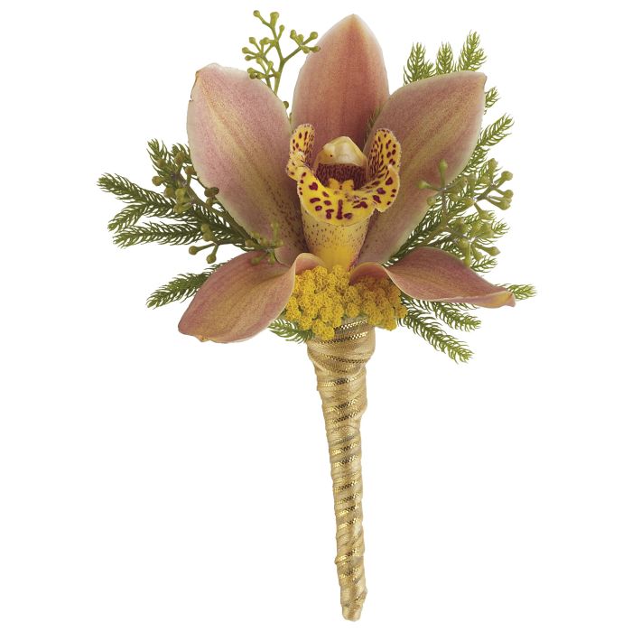 Sunset Orchid Boutonniere